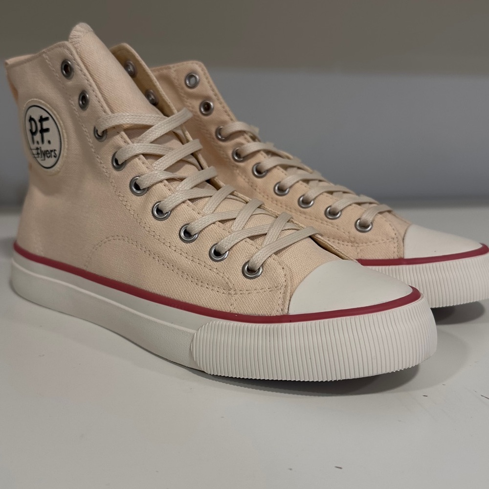 P.F. Flyers unisex Beige High-Top Sneakers - Picture 2 of 5